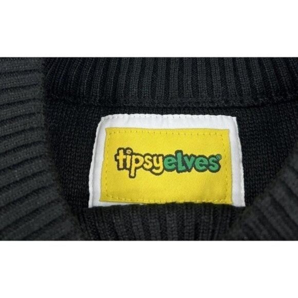 Tipsy Elves Mens Size 2XL Ugly Christmas Sweater Single Ready To Jingle Black - Picture 5 of 8